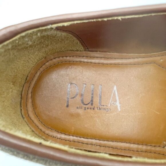 PULA Roberta Tan Brown Suede Leather Oxford Lace-Up Shoes Academia Womens Size 9 - Picture 15 of 16